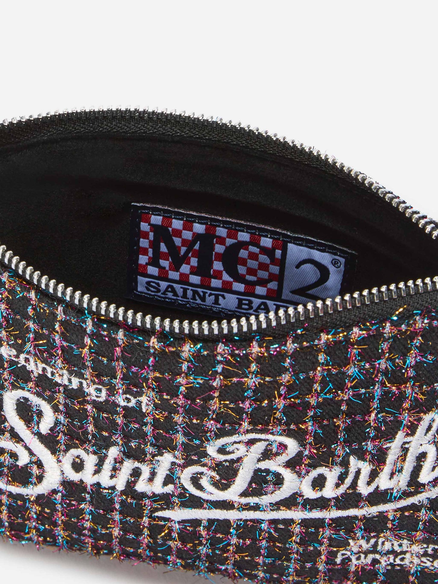 Parisienne Mini-Schultertasche aus glänzendem schwarzem Tweed