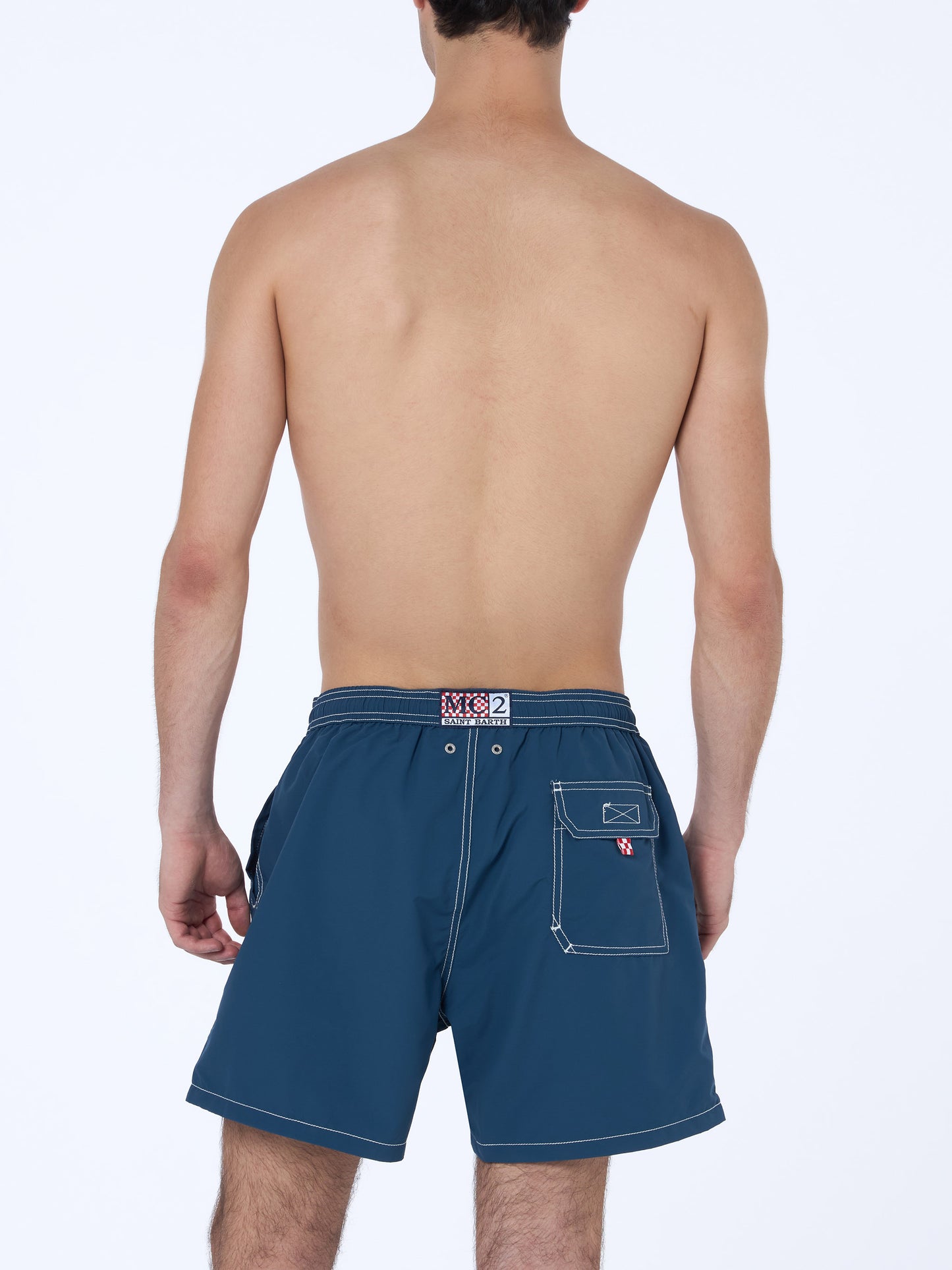 Navy blue classic light swim shorts Patmos - MC2 Saint Barth
