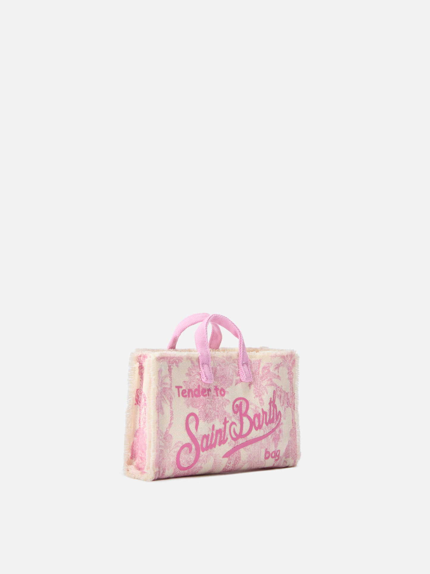 Sac en toile Micro Phone avec imprimé toile de jouy rose et logo contrasté