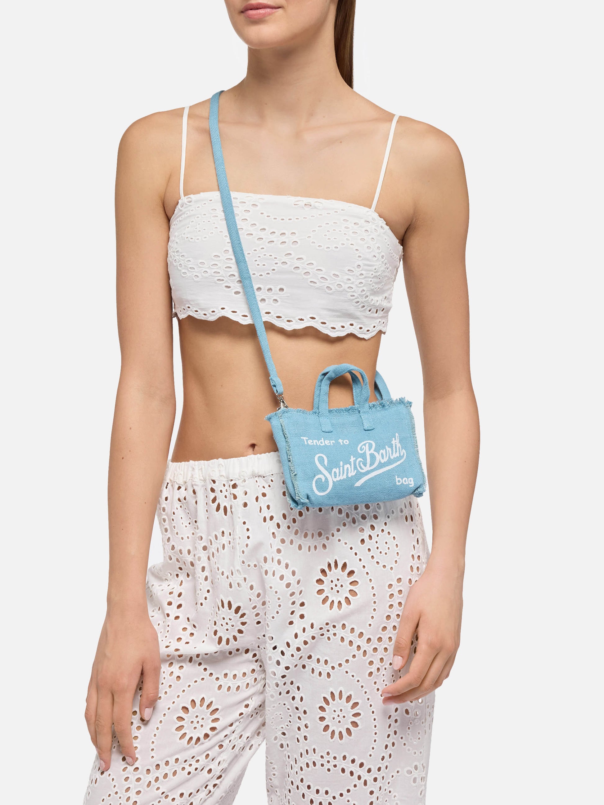 Light blue linen Phone Bag - MC2 Saint Barth