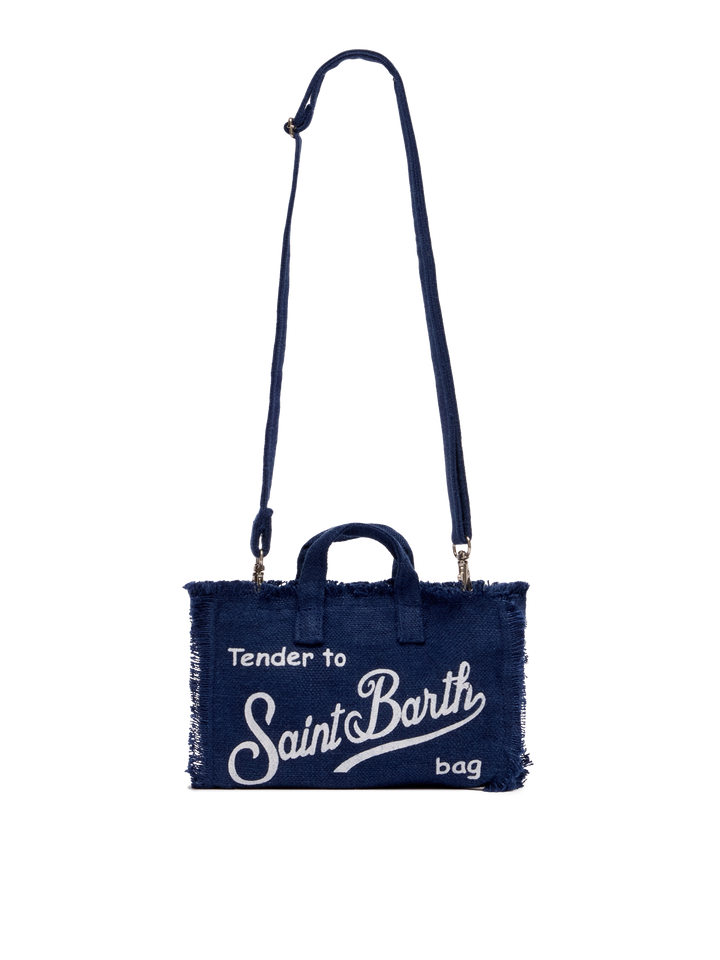 Phone Bag in lino blu navy