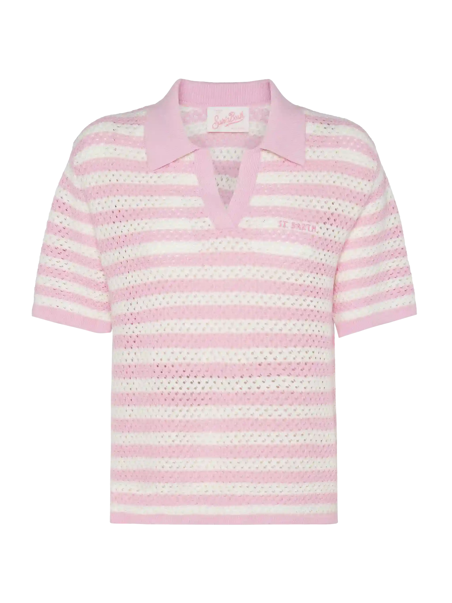 Pixie pink striped knit polo - MC2 Saint Barth