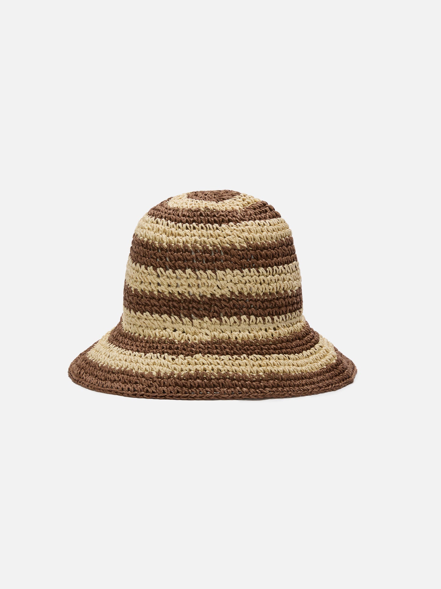 Sombrero bucket Polly con rayas beige y marrones y logo bordado