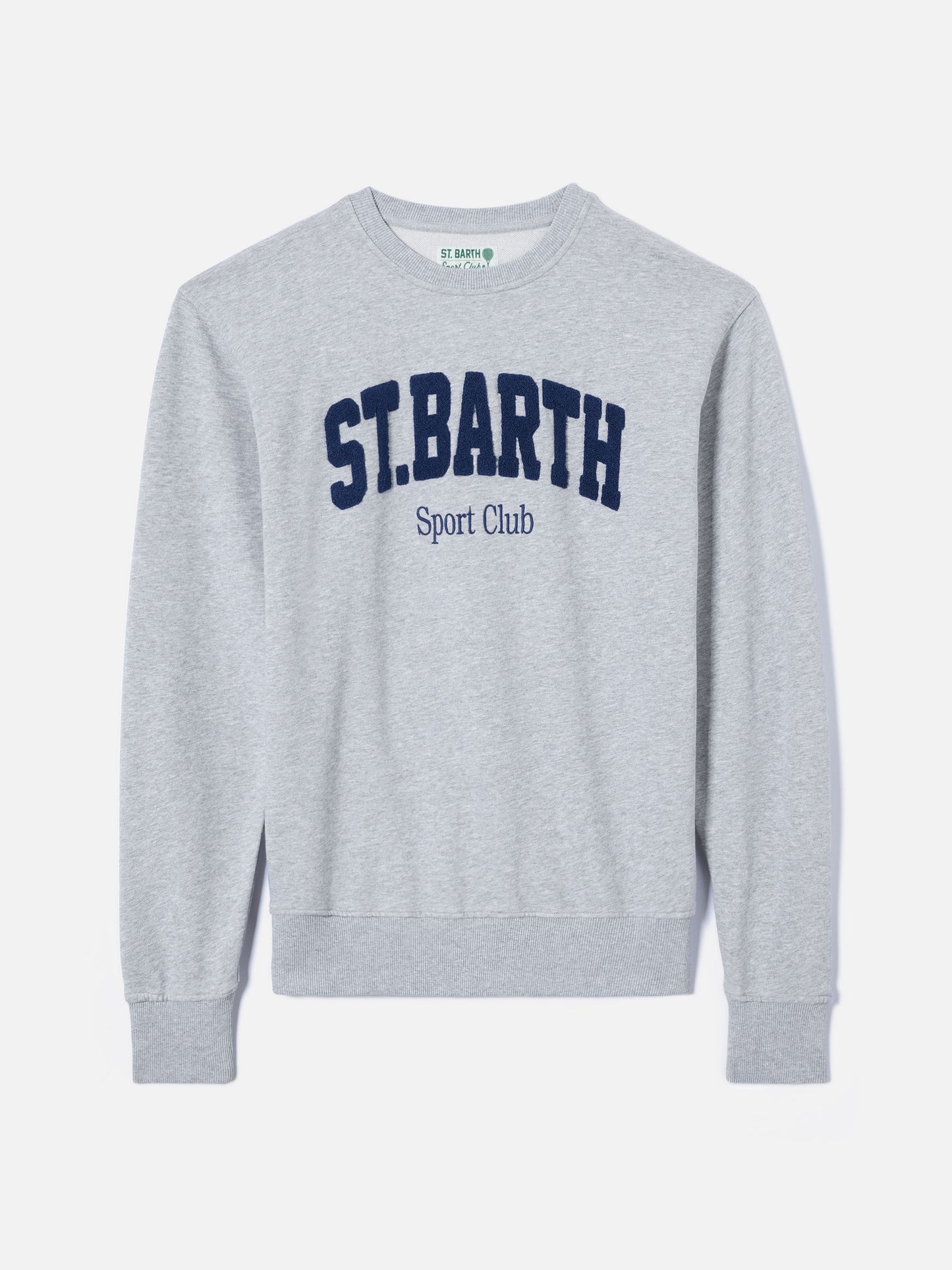 Sudadera de algodón gris Ponza con logo Sport Club en relieve con efecto rizo
