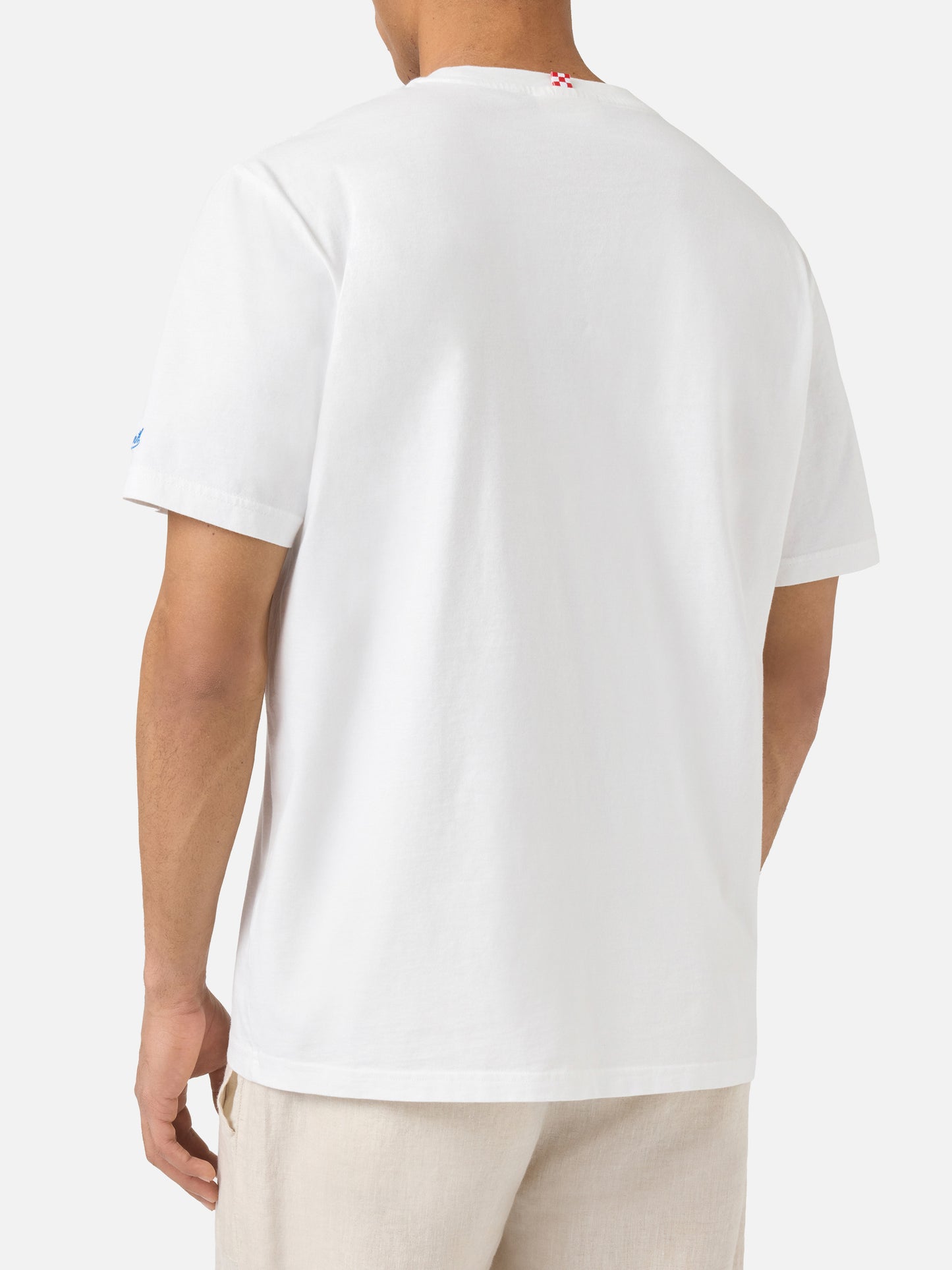 White Portofino T-shirt with Gin Or Gym? embroidery