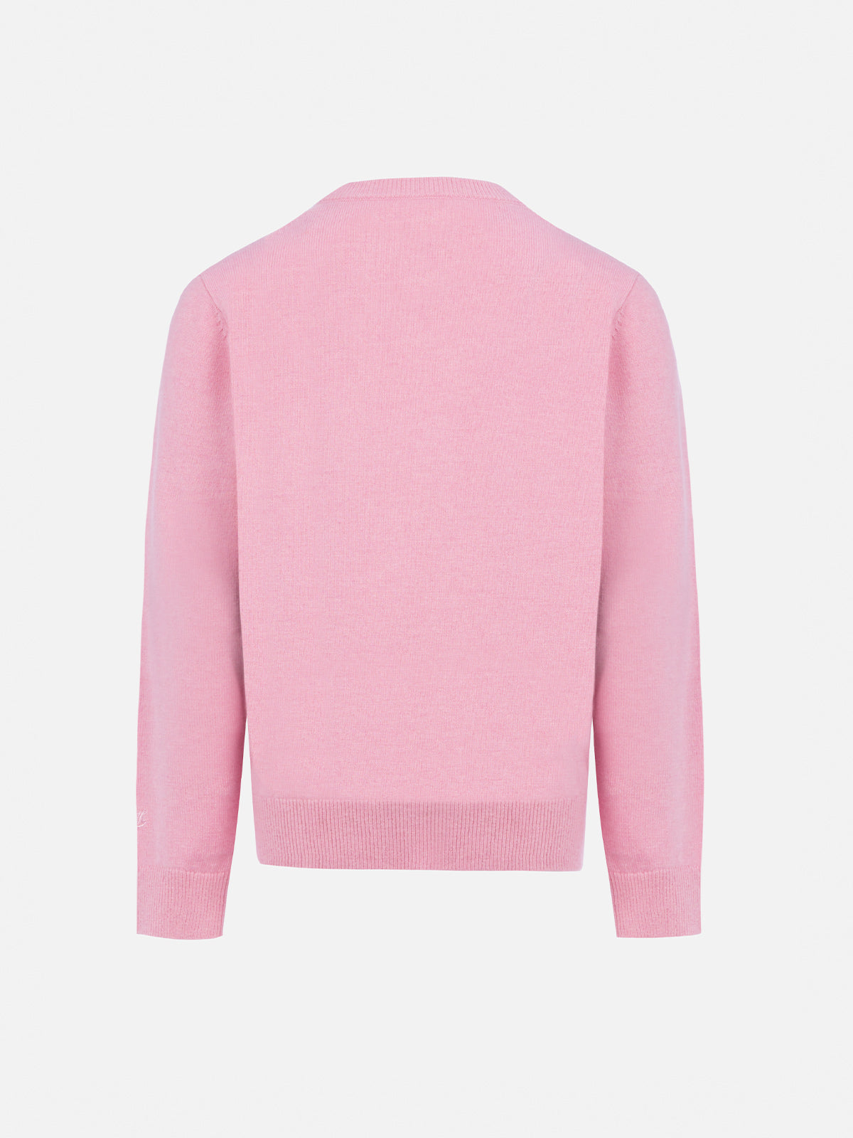 Girl pink crewneck sweater Princess with Courma postcard print - MC2 Saint Barth