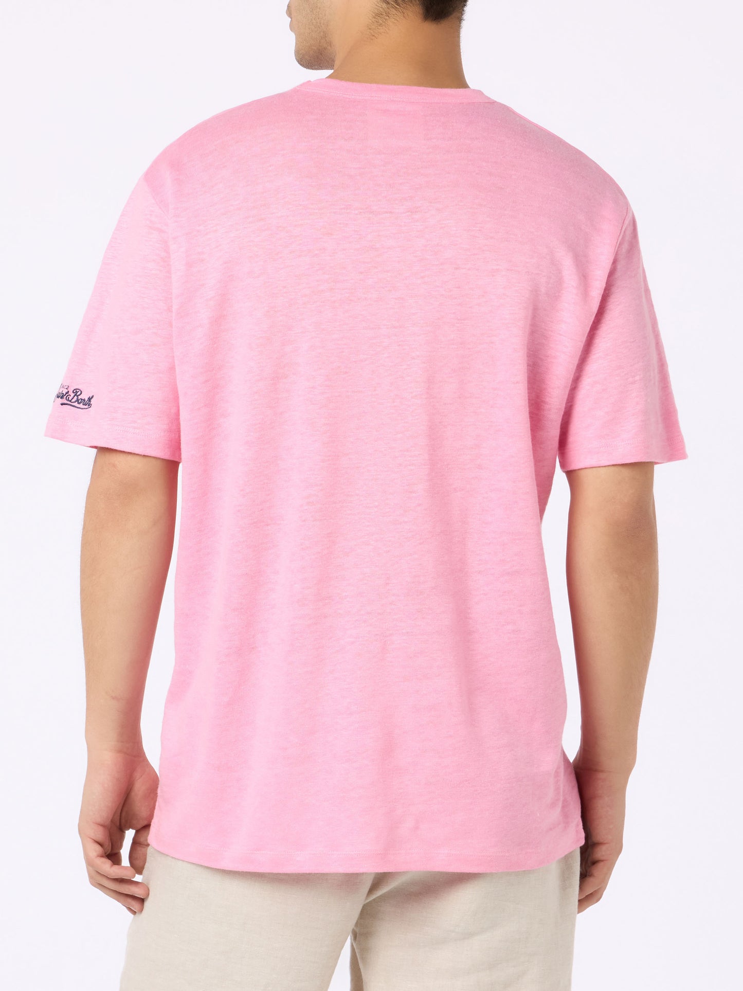Camiseta President de algodón flameado en color liso rosa chicle