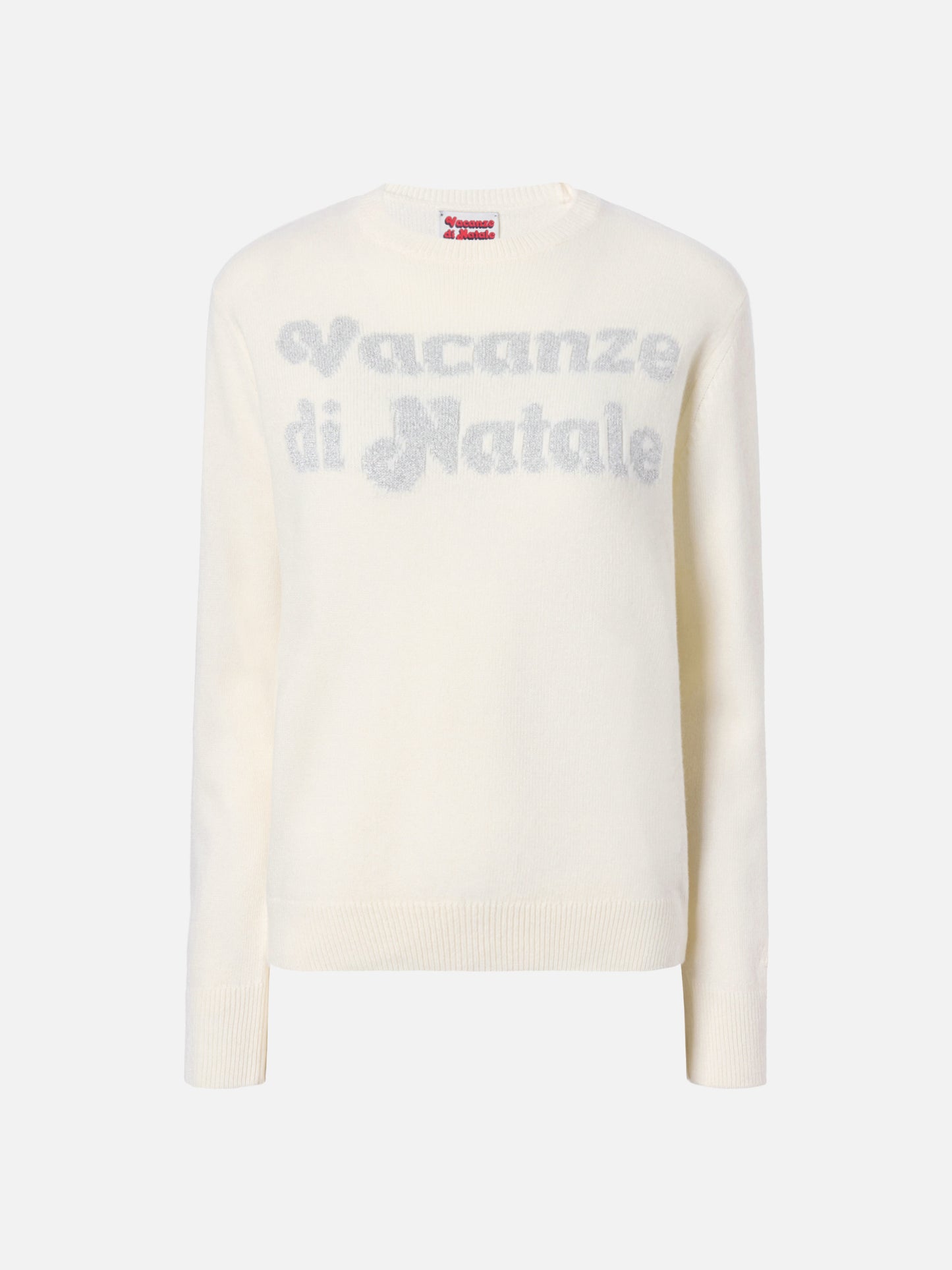New Queen cashmere-blend sweater in white with Vacanze di Natale jacquard | VACANZE DI NATALE SPECIAL EDITION