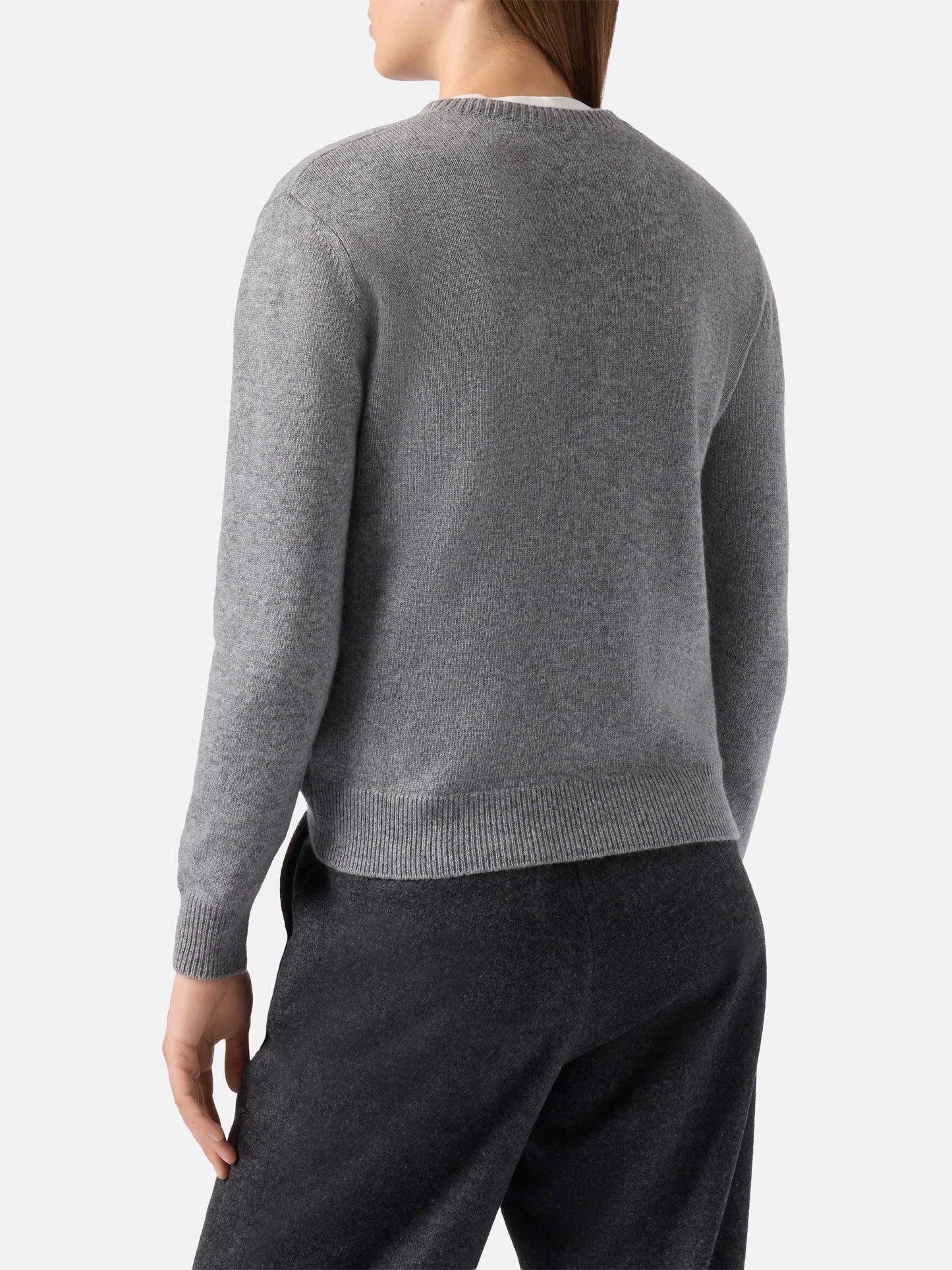 Maglione New Queen in misto cashmere grigio con jacquard lurex Kissenefrega