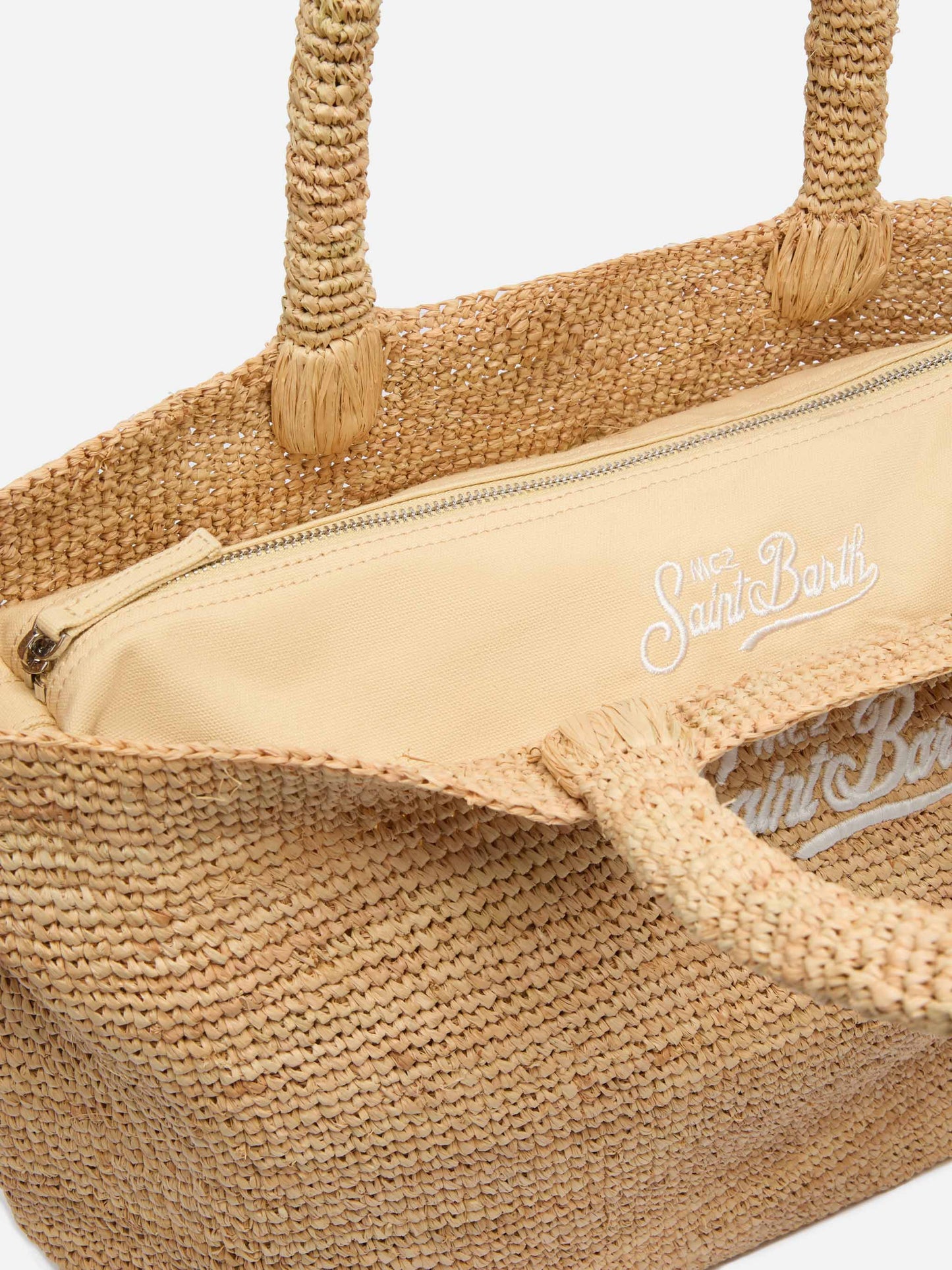 Beige Raffia Beach bag with cotton pouch - MC2 Saint Barth