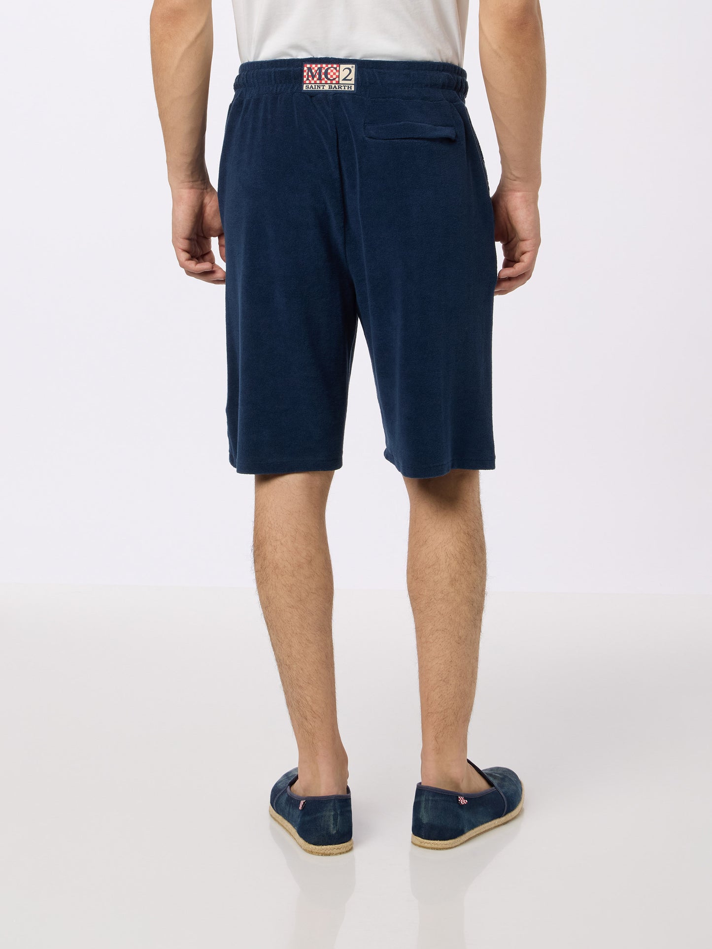 Man navy blue terry bermuda shorts Rande Sponge - MC2 Saint Barth