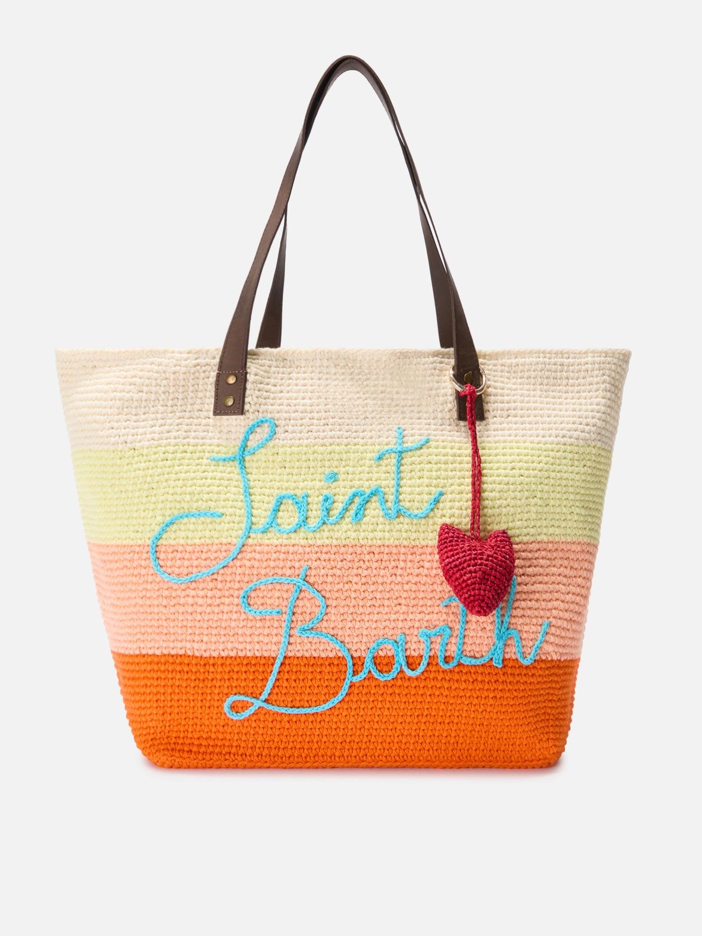 Charm da borsa a forma di cuore in rafia