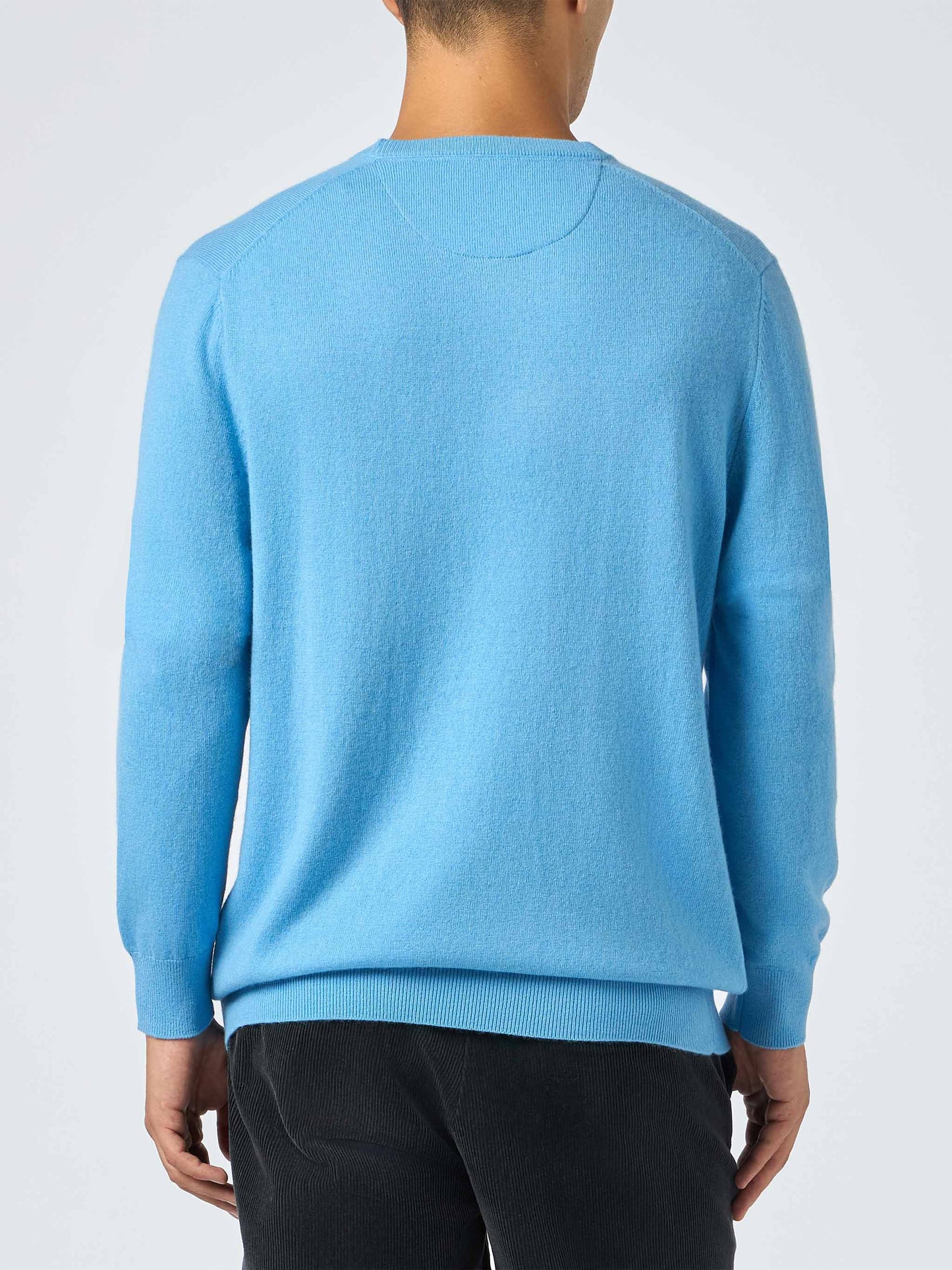 Man dusty blue blended cashmere crewneck sweater Regent - MC2 Saint Barth