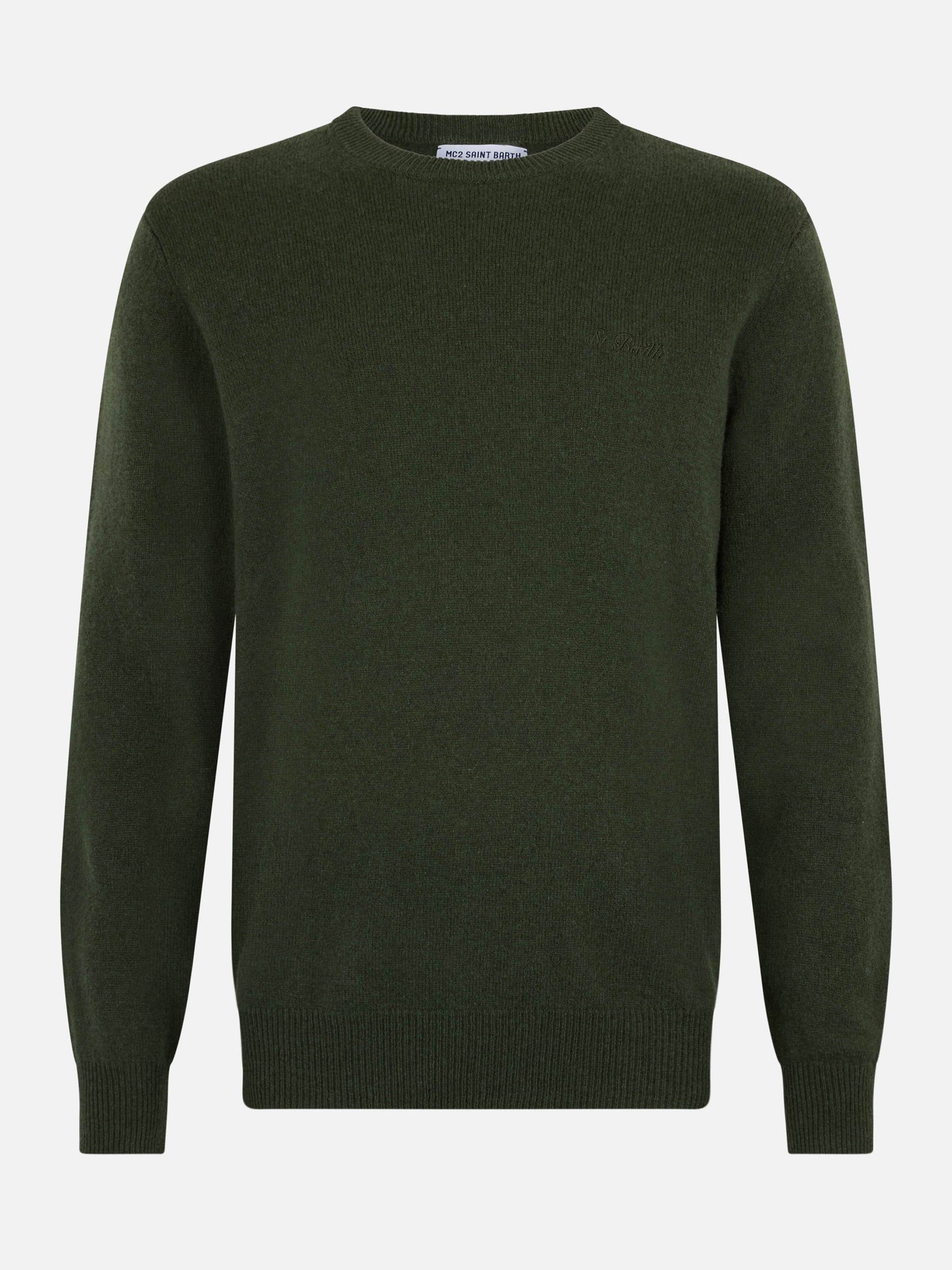 Man military green lambswool sweater Regent - MC2 Saint Barth