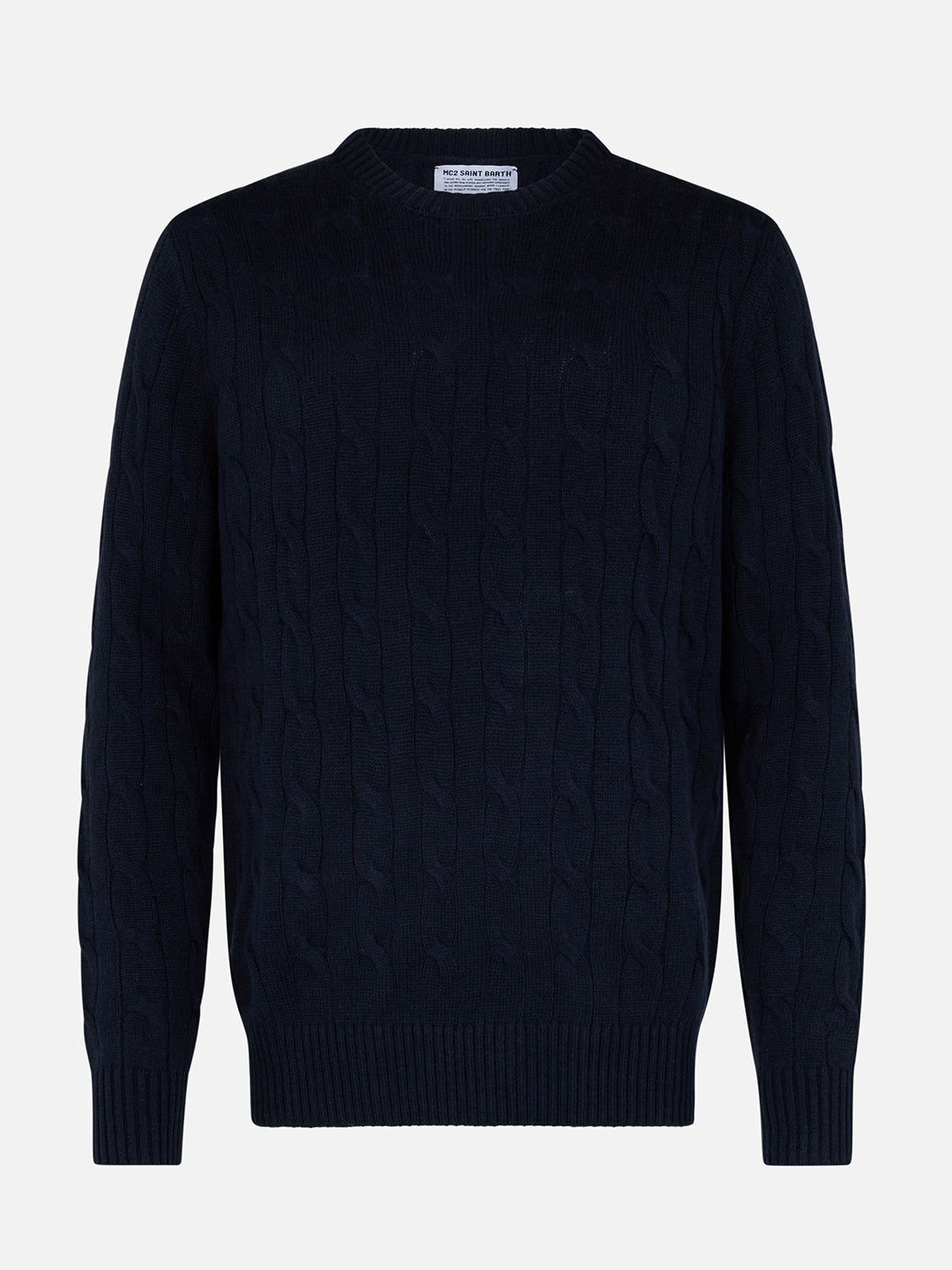 Man navy blue cashmere blend tricot sweater Regent - MC2 Saint Barth