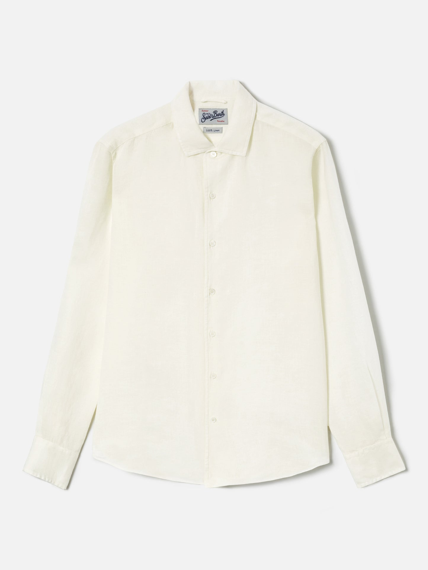 Cream Raphael shirt in linen with mineral garment dyeing