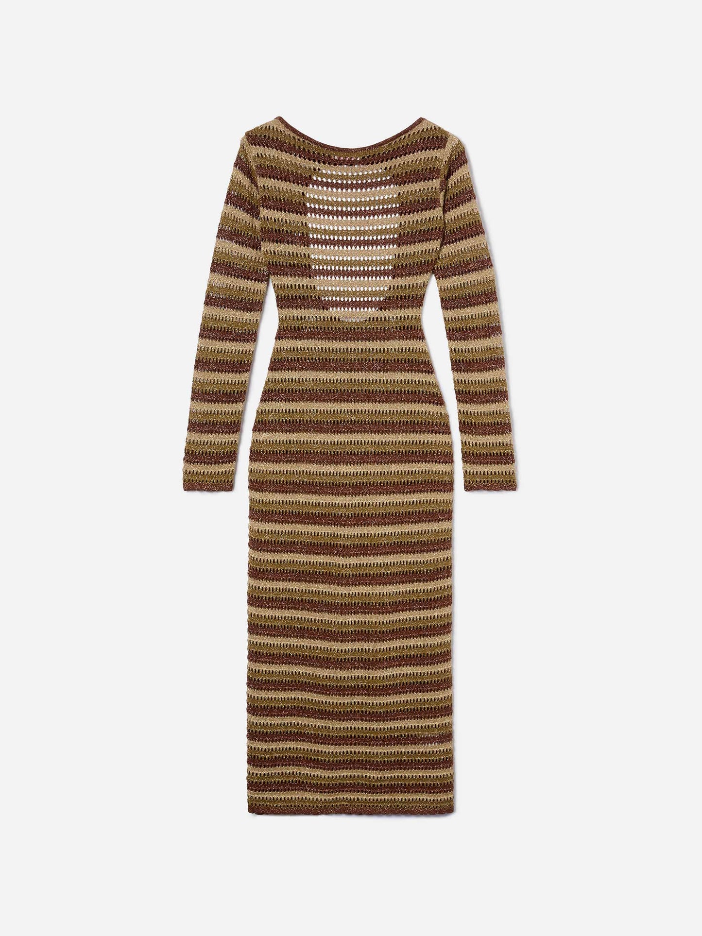Long Robyn dress in striped crochet fabric