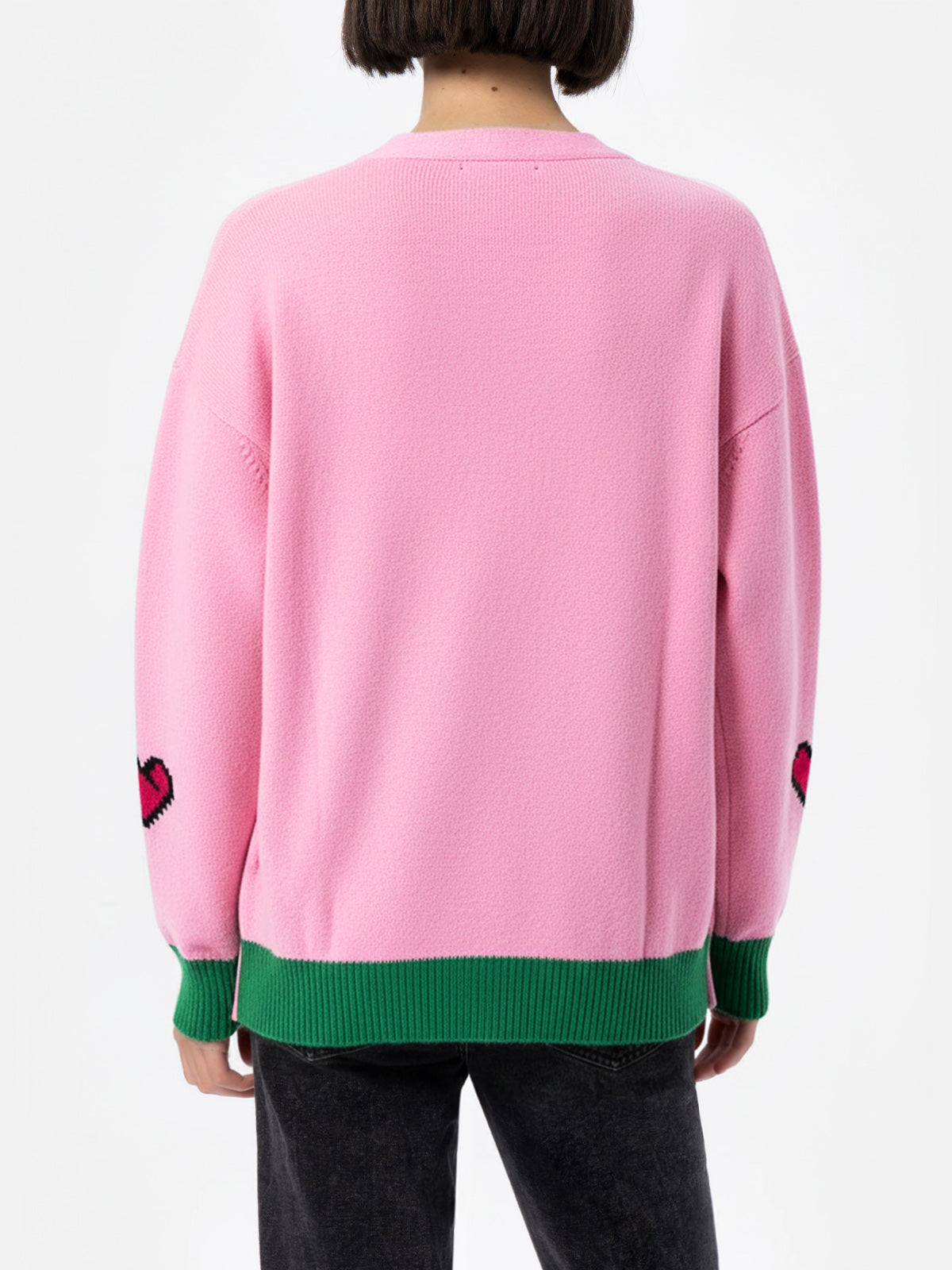 Sasi cashmere-blend cardigan in pink with Snoopy jacquard | PEANUTS SPECIAL EDITION
