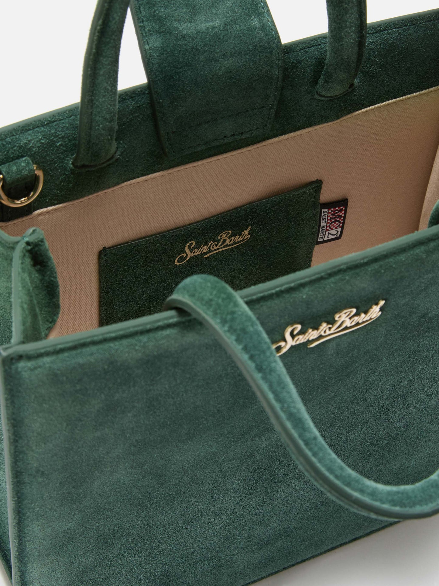 Shop Bag Midi Handbag in green suede leather