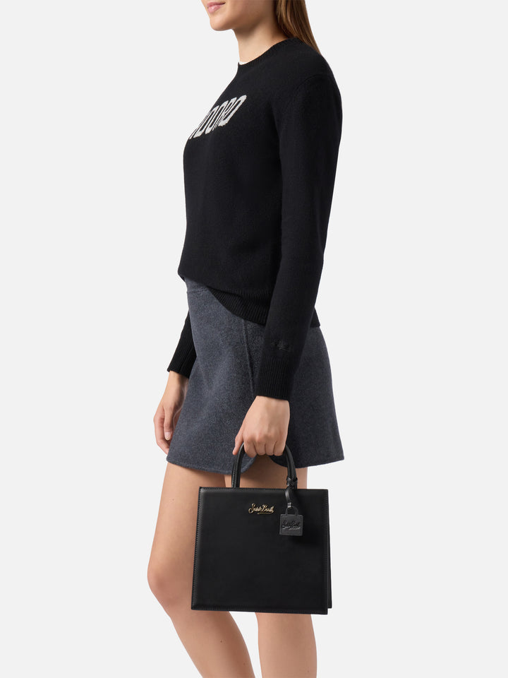 Borsa a mano Shop Bag Midi in pelle nera