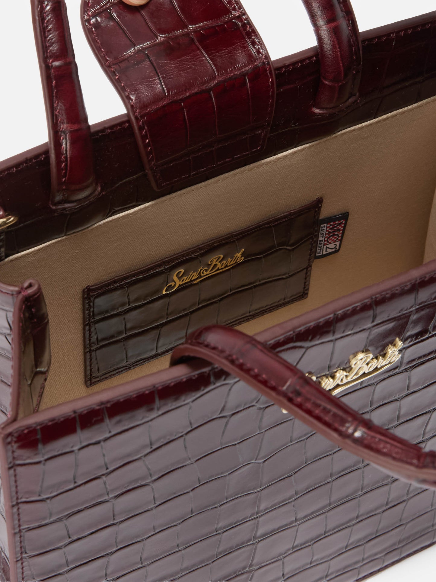 Borsa a mano Shop Bag Midi in pelle stampa cocco bordeaux