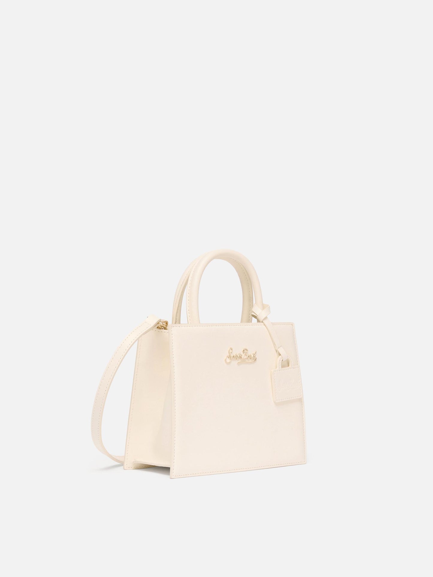 Shop Bag Mini in pelle bianco avorio