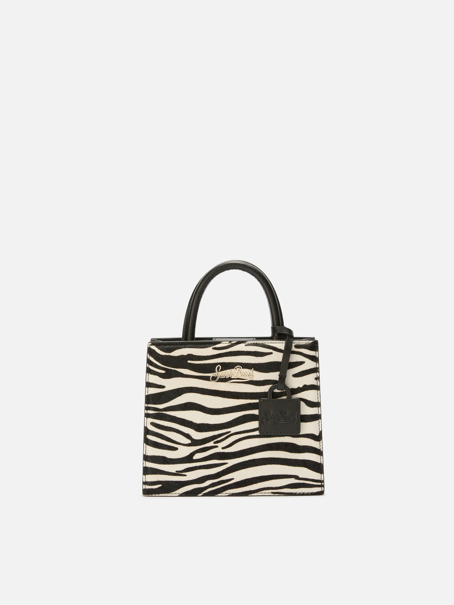 Borsa a mano Shop Bag Mini in pelle e cavallino zebrato