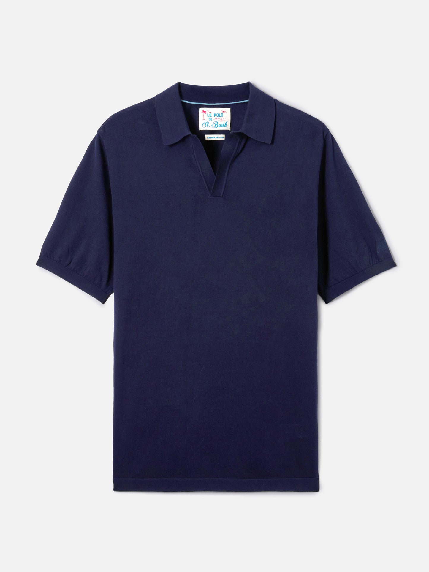Sloan solid navy blue polo in premium high-twist cotton