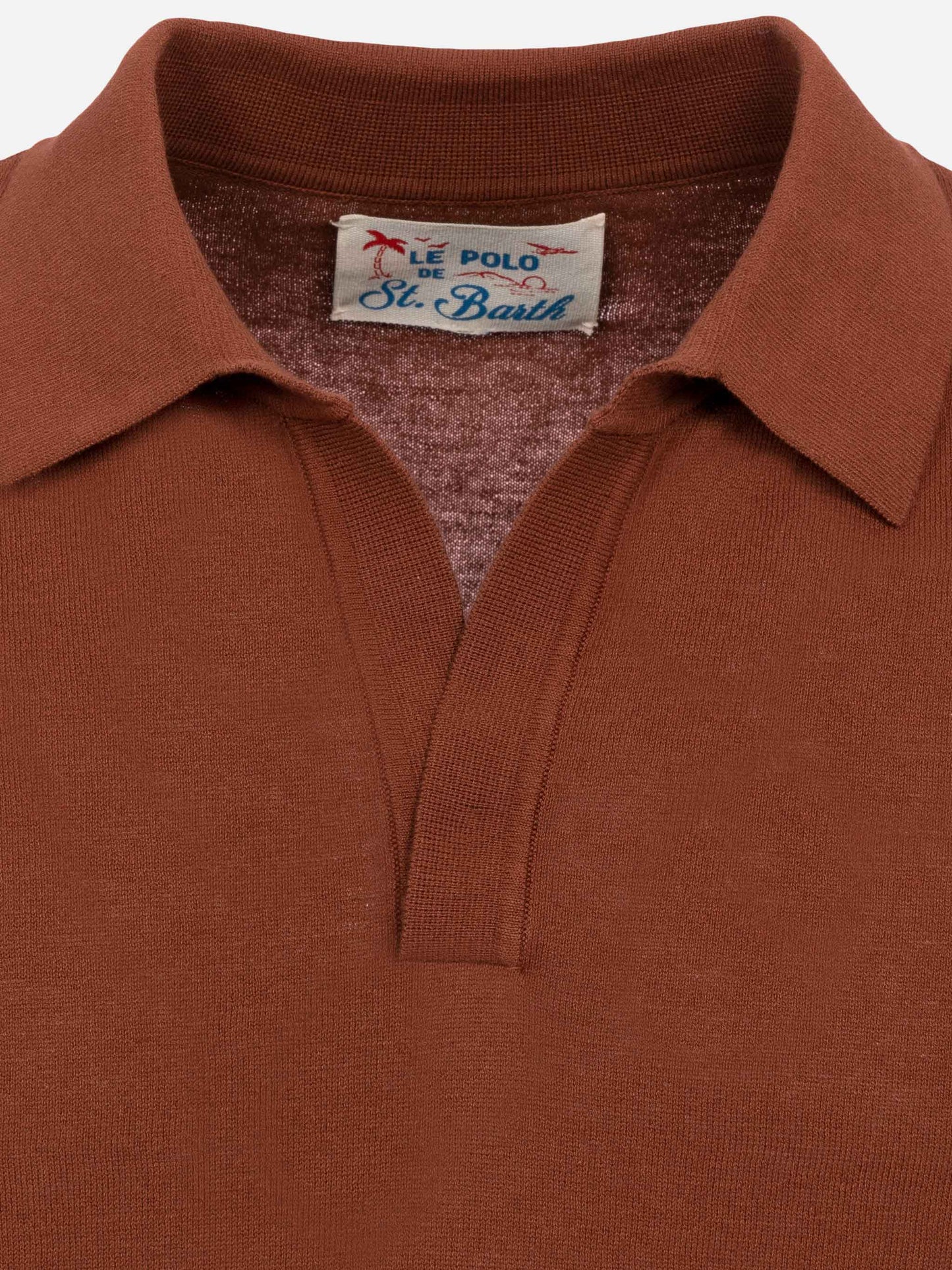 Polo Sloan senza bottoni in maglia cammello