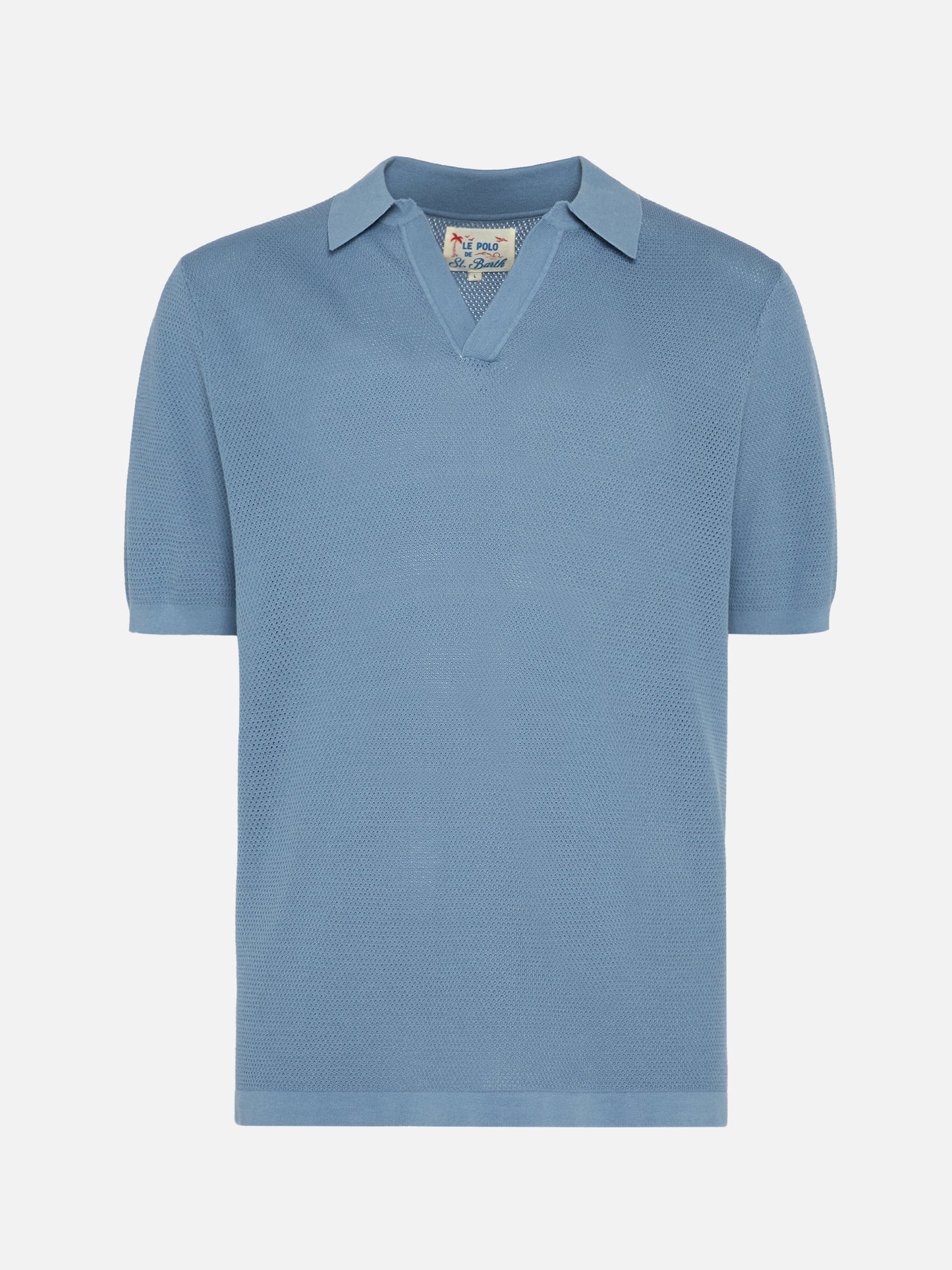 Polo Sloan senza bottoni in maglia a rete azzurro polvere