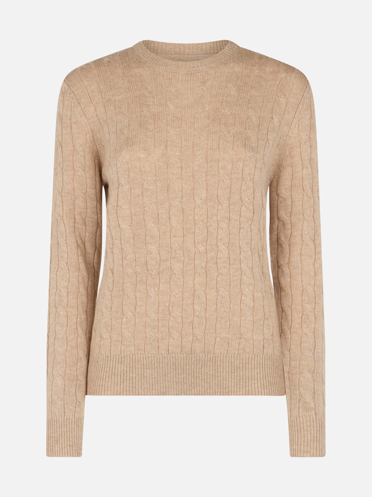 Women beige cable-knit cashmere blend sweater Sorbonne - MC2 Saint Barth