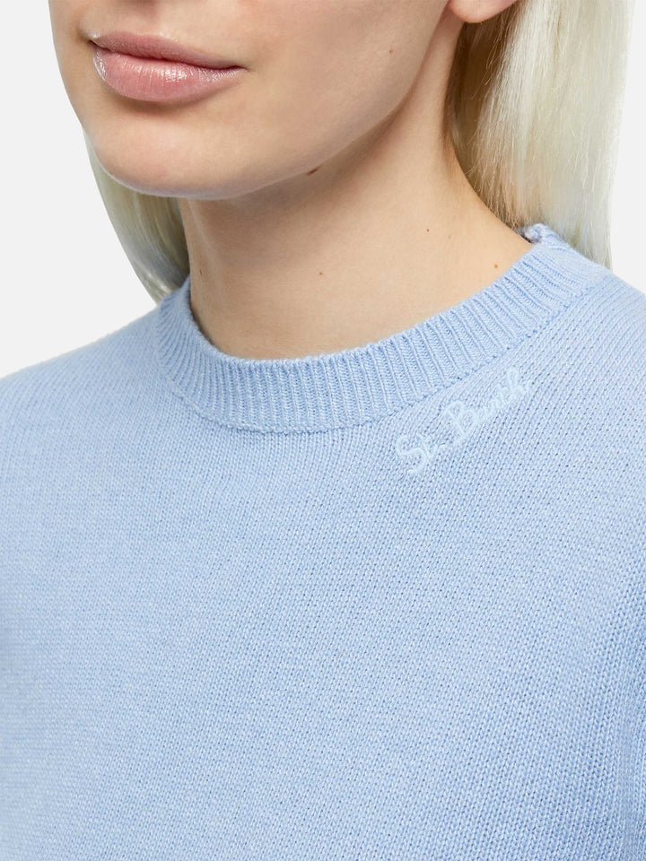 Woman light blue cashmere blend sweater Sorbonne - MC2 Saint Barth
