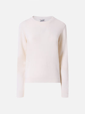 100% CASHMERE Sorbonne sweater in white