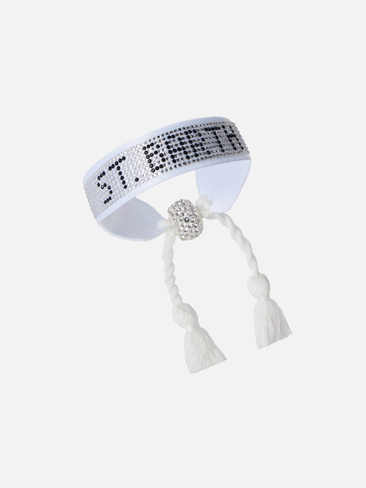 Pulsera de tela blanca con inscripción St. Barth en cuentas