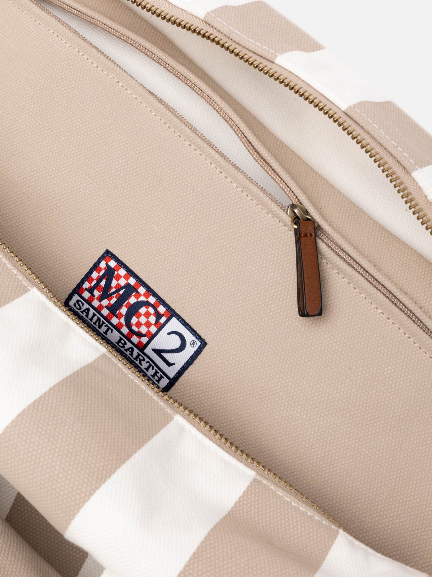 Travel Duffel Bag in canvas di cotone con stampa a righe