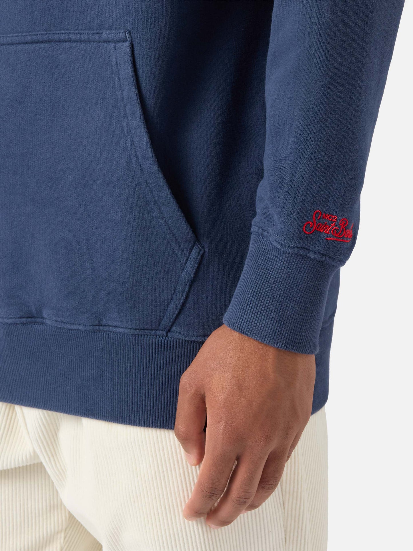 Felpa Tribeca in cotone blu con cappuccio e ricamo Vacanze di Natale | VACANZE DI NATALE SPECIAL EDITION