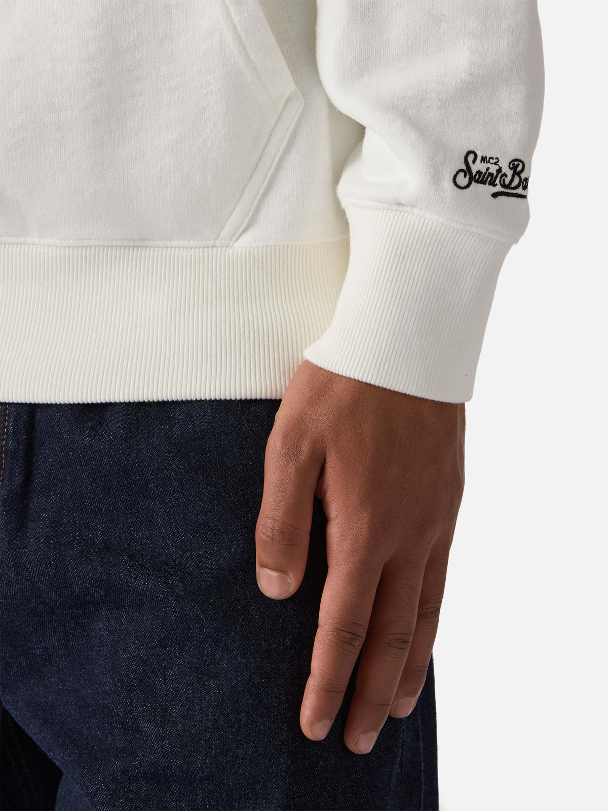 Sweat à capuche Tribeca en coton blanc avec imprimé flock Yuppies | YUPPIES SPECIAL EDITION