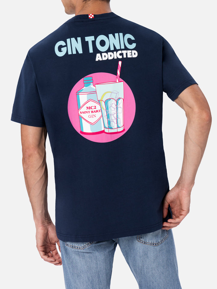 Man cotton t-shirt with Gin Tonic Addicted placed print - MC2 Saint Barth