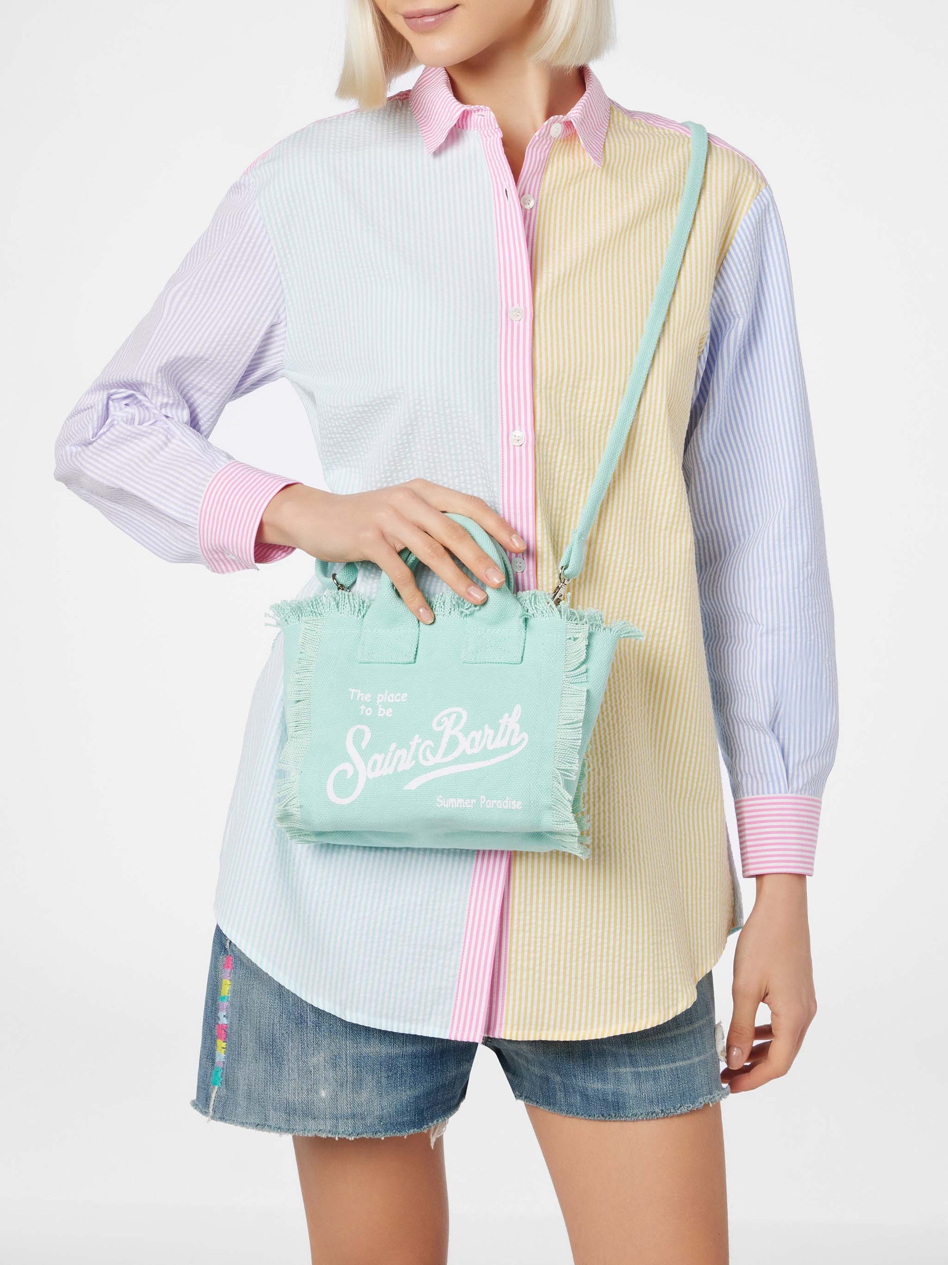 Water green cotton canvas Mini Vanity bag - MC2 Saint Barth