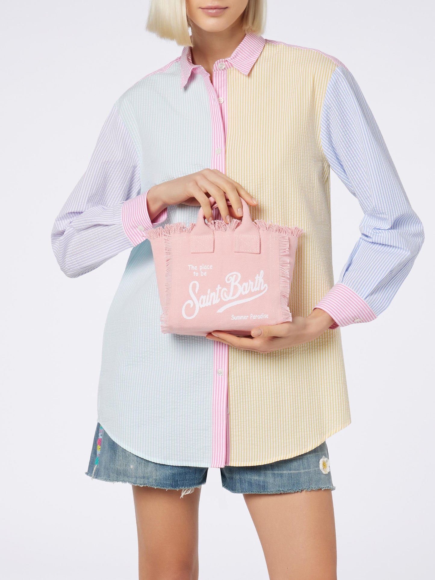 Pink cotton canvas Mini Vanity bag - MC2 Saint Barth