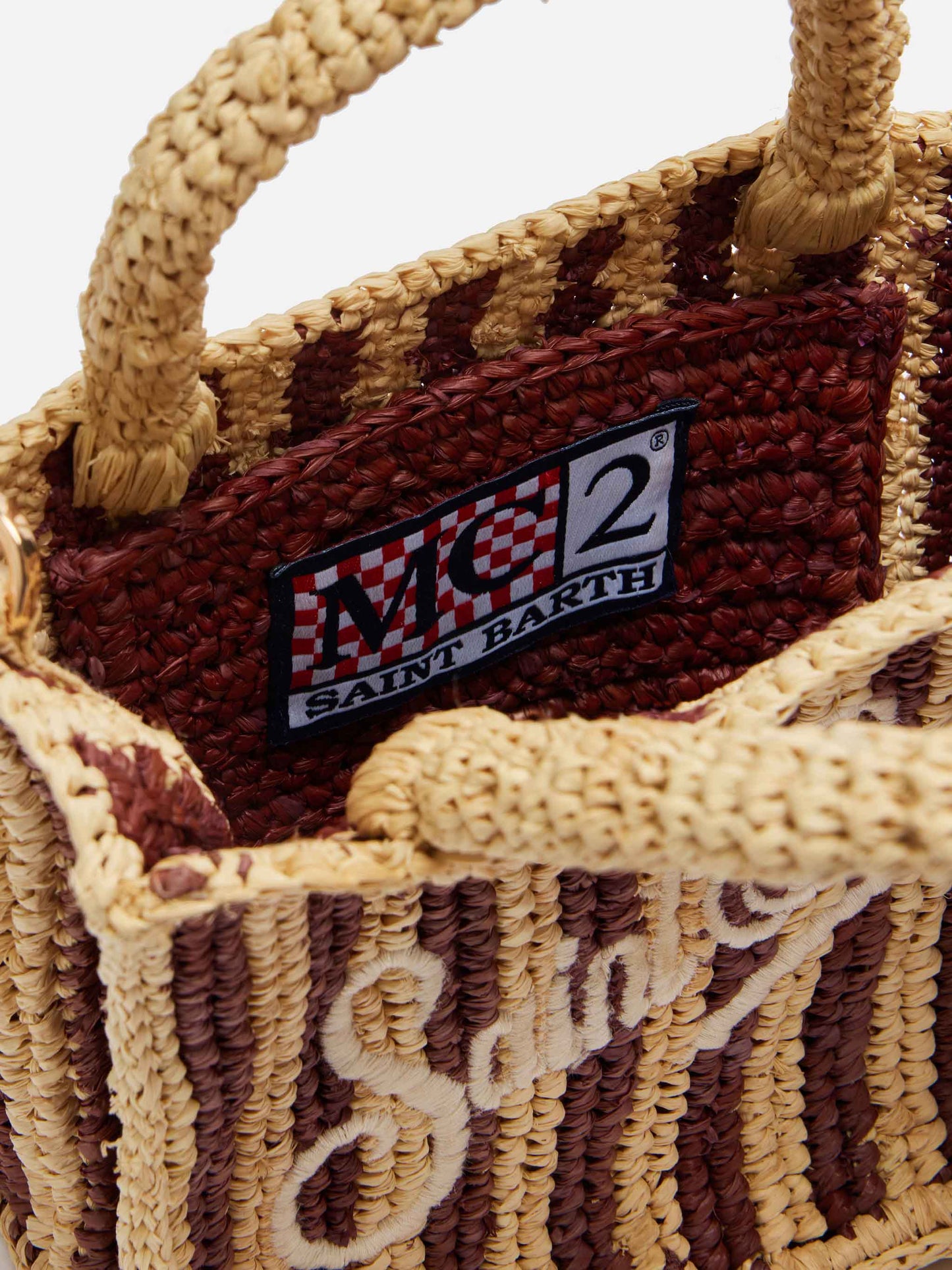 Mini Vanity Raffia bag with striped print - MC2 Saint Barth