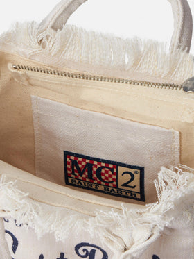 Mini Vanity Tasche aus cremeweißem Leinen