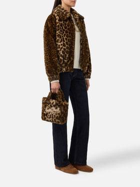 Vanity Mini Soft Handbag in leopard-print faux fur