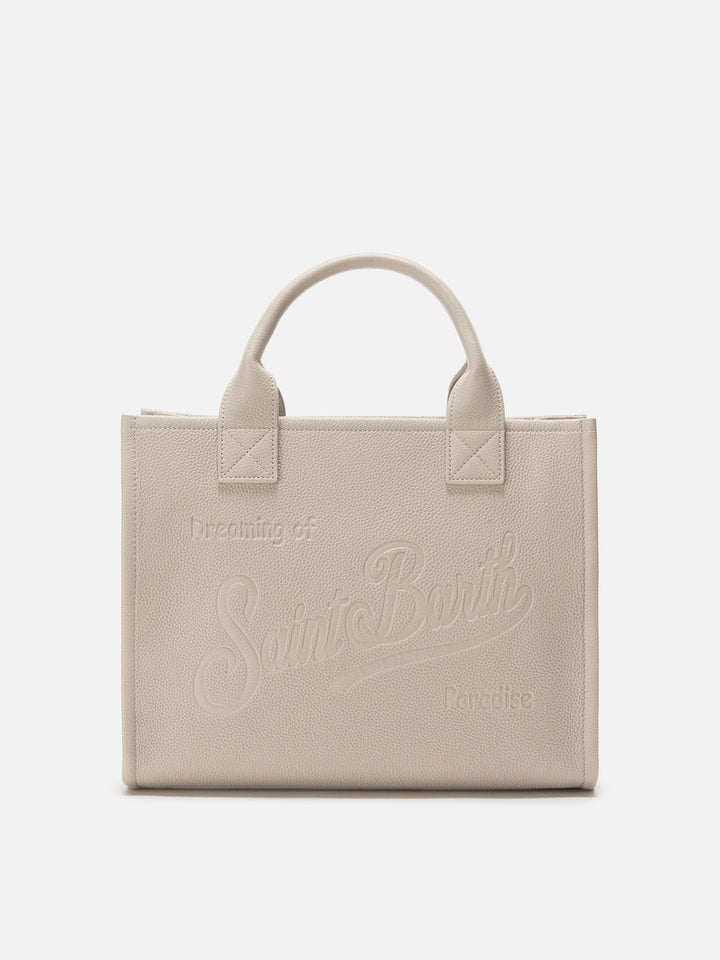 Borsa a spalla Vanity Bag Large in pelle martellata bianca