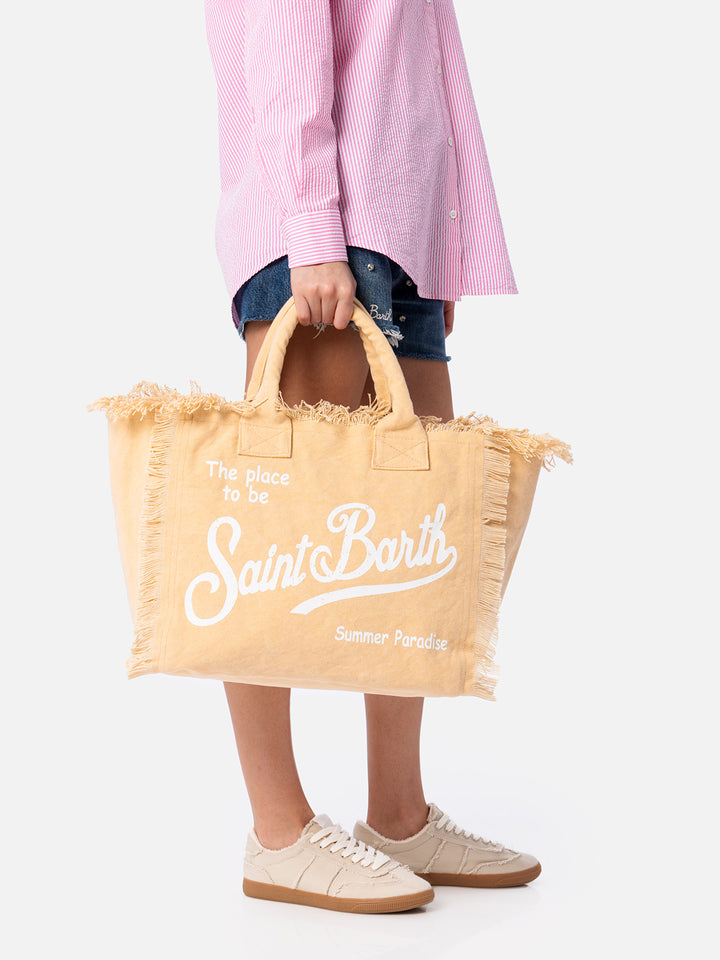 Beige cotton canvas Vanity tote bag - MC2 Saint Barth