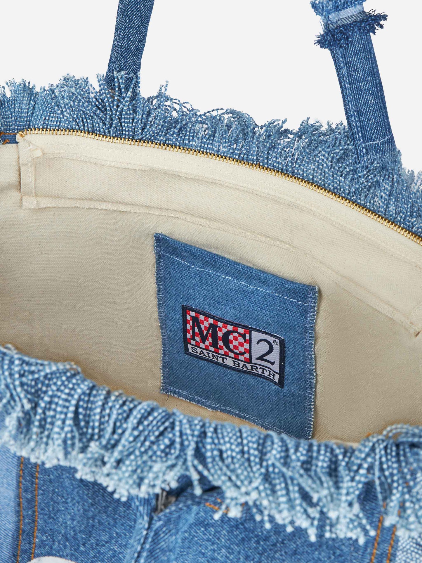 Denim patchwork cotton canvas Vanity tote bag - MC2 Saint Barth