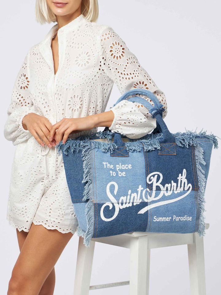 Denim patchwork cotton canvas Vanity tote bag - MC2 Saint Barth