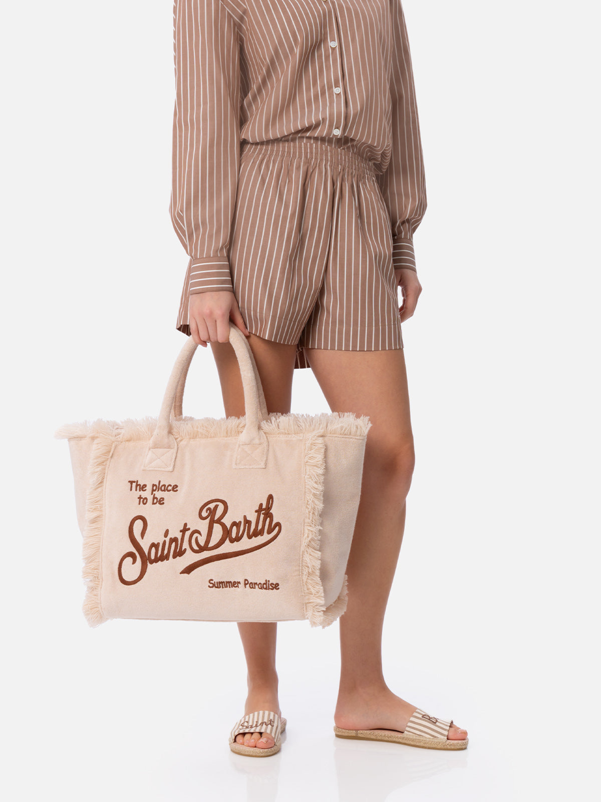 Beige terry Vanity Sponge tote bag