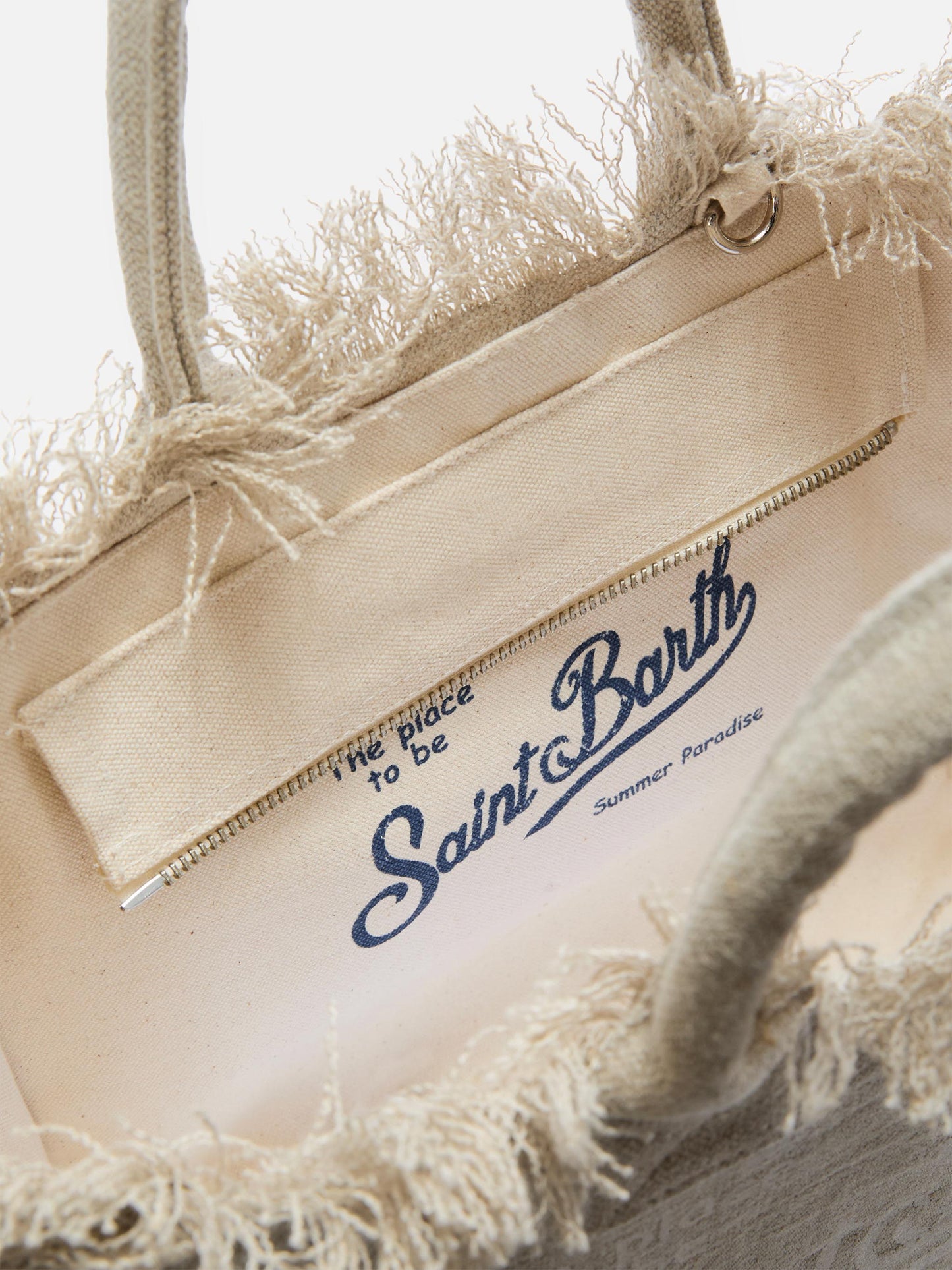 Beige solid color linen Vanity regular bag