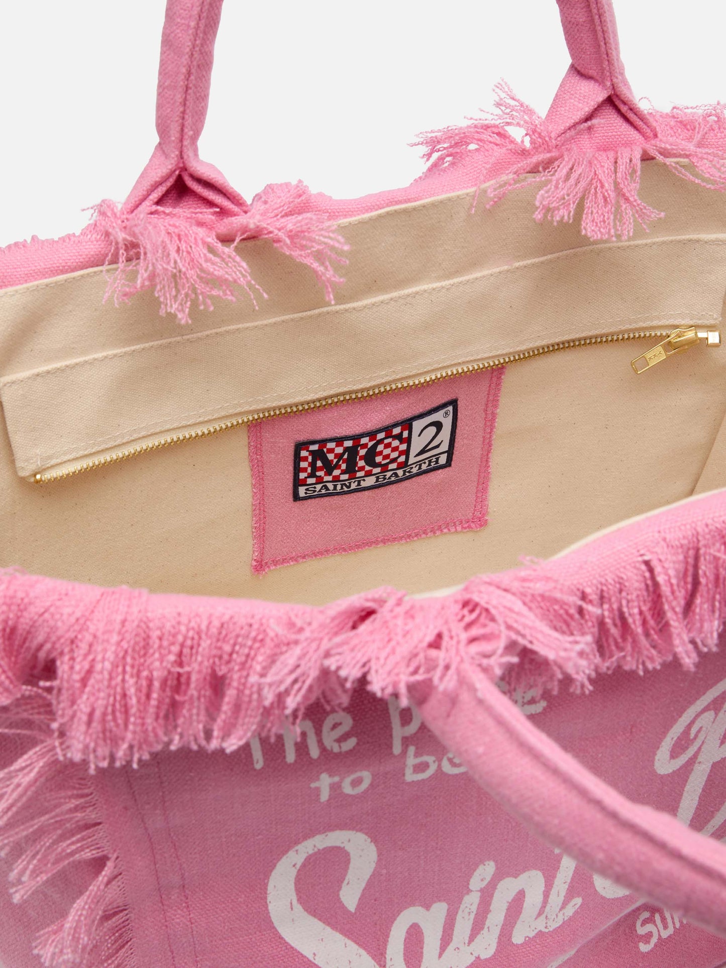 Vanity pink linen shoulder bag - MC2 Saint Barth